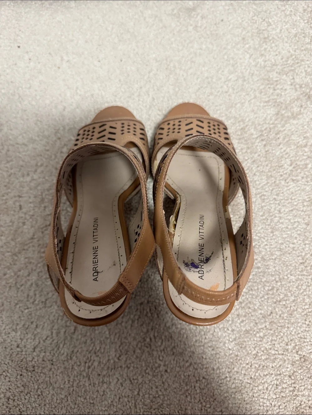 Adrienne Vittadini Tan Cutout Slingback High Heels